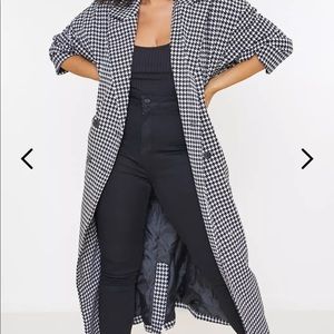 Missguided black houndstooth maxi formal coat